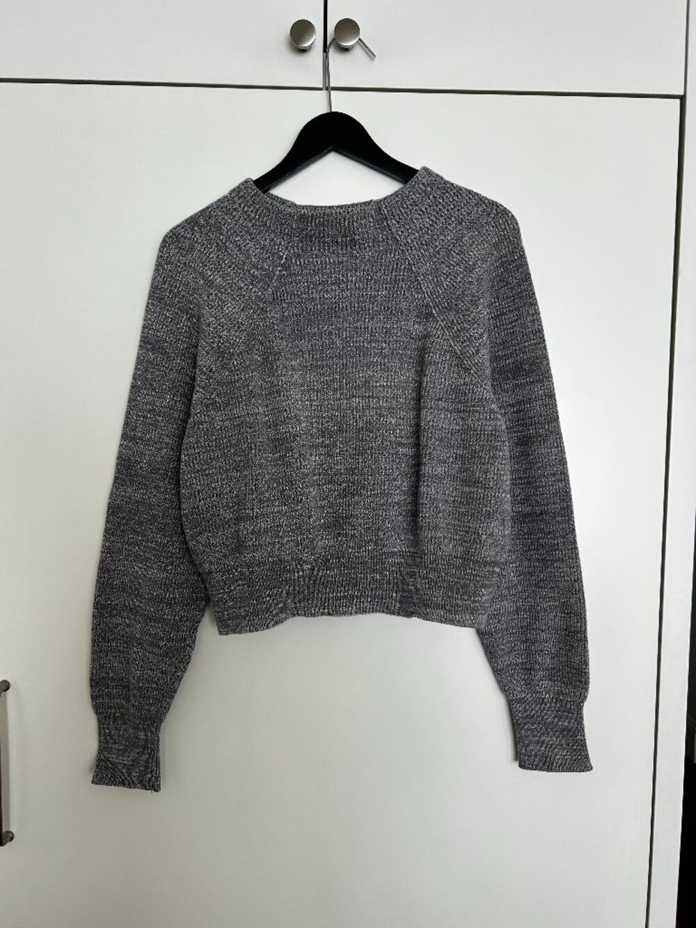Free People Too Good Cropped Pullover Sweater Gray Marl M